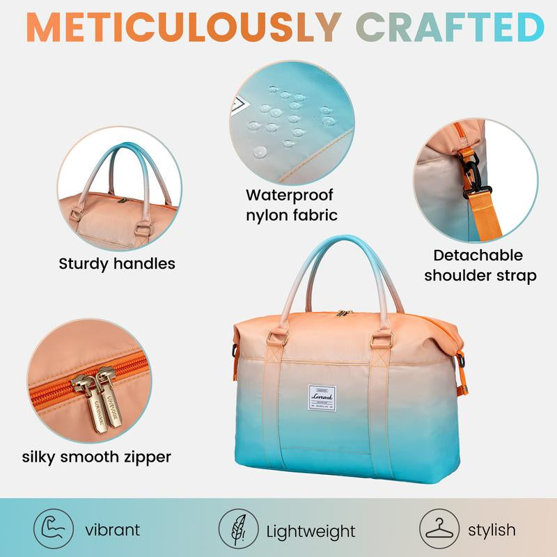 LOVEVOOK Fall Gradient Gym Bag Weekender Bag with Small Pouch, Carry Luggage and Carry on Overnight Bag, Large Capacity Stylish Women'S Duffel Bag for Travel, Gym, Sports, Fitness & Workout