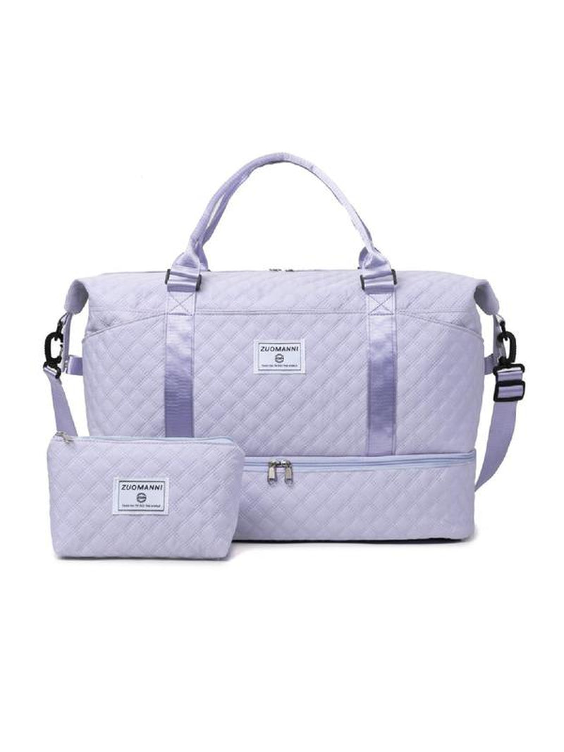 Large Capacity Travel Bag Set, Letter Pattern Zipper Travel Bag with Shoe Compartment, Casual Sports Fitness Bag for Women & Men, Durable Travel Bag