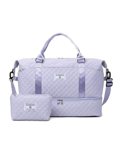 Large Capacity Travel Bag Set, Letter Pattern Zipper Travel Bag with Shoe Compartment, Casual Sports Fitness Bag for Women & Men, Durable Travel Bag