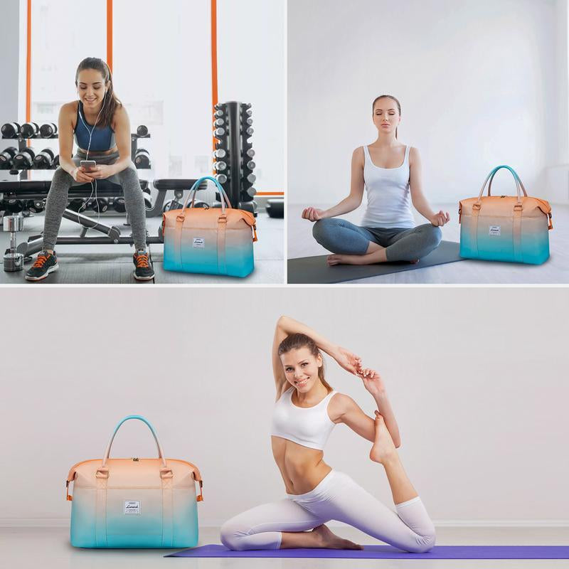 LOVEVOOK Fall Gradient Gym Bag Weekender Bag with Small Pouch, Carry Luggage and Carry on Overnight Bag, Large Capacity Stylish Women'S Duffel Bag for Travel, Gym, Sports, Fitness & Workout