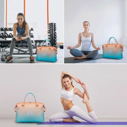 LOVEVOOK Fall Gradient Gym Bag Weekender Bag with Small Pouch, Carry Luggage and Carry on Overnight Bag, Large Capacity Stylish Women'S Duffel Bag for Travel, Gym, Sports, Fitness & Workout
