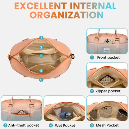 LOVEVOOK Fall Gradient Gym Bag Weekender Bag with Small Pouch, Carry Luggage and Carry on Overnight Bag, Large Capacity Stylish Women'S Duffel Bag for Travel, Gym, Sports, Fitness & Workout