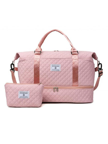 Large Capacity Travel Bag Set, Letter Pattern Zipper Travel Bag with Shoe Compartment, Casual Sports Fitness Bag for Women & Men, Durable Travel Bag