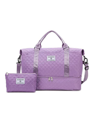 Large Capacity Travel Bag Set, Letter Pattern Zipper Travel Bag with Shoe Compartment, Casual Sports Fitness Bag for Women & Men, Durable Travel Bag