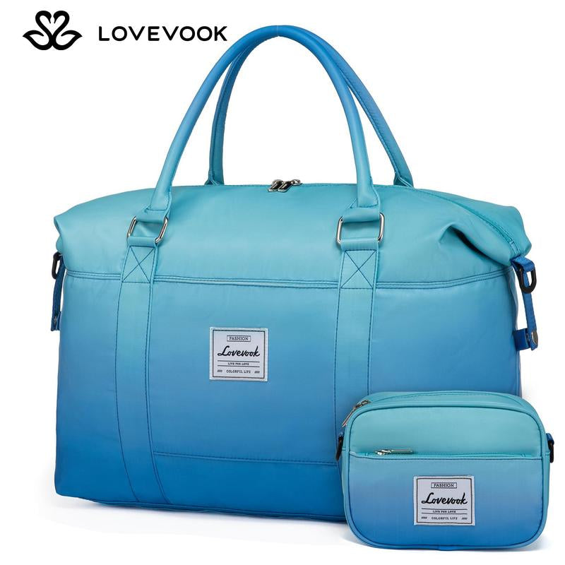 LOVEVOOK Fall Gradient Gym Bag Weekender Bag with Small Pouch, Carry Luggage and Carry on Overnight Bag, Large Capacity Stylish Women'S Duffel Bag for Travel, Gym, Sports, Fitness & Workout