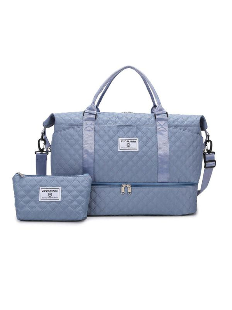 Large Capacity Travel Bag Set, Letter Pattern Zipper Travel Bag with Shoe Compartment, Casual Sports Fitness Bag for Women & Men, Durable Travel Bag