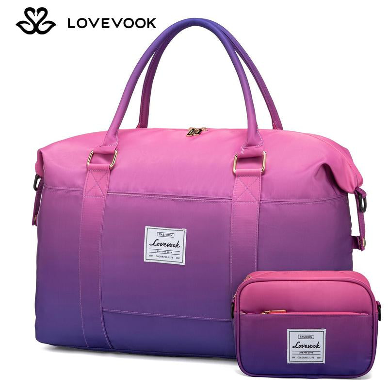 LOVEVOOK Fall Gradient Gym Bag Weekender Bag with Small Pouch, Carry Luggage and Carry on Overnight Bag, Large Capacity Stylish Women'S Duffel Bag for Travel, Gym, Sports, Fitness & Workout