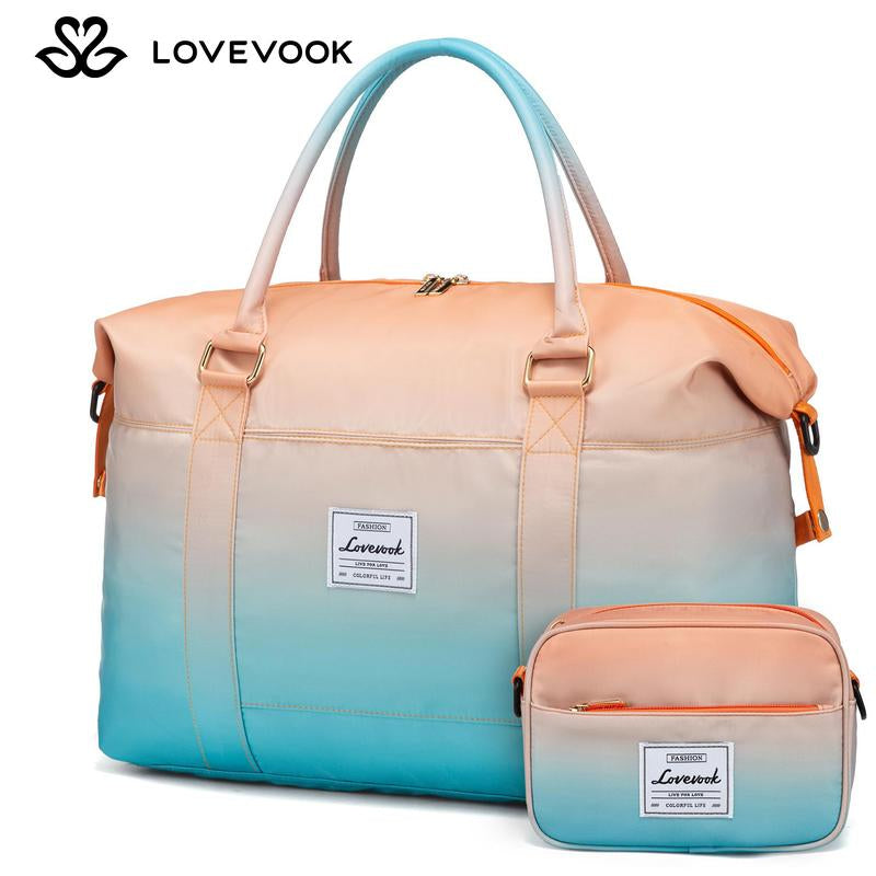 LOVEVOOK Fall Gradient Gym Bag Weekender Bag with Small Pouch, Carry Luggage and Carry on Overnight Bag, Large Capacity Stylish Women'S Duffel Bag for Travel, Gym, Sports, Fitness & Workout
