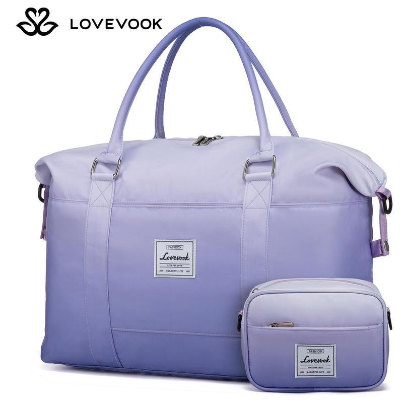 LOVEVOOK Fall Gradient Gym Bag Weekender Bag with Small Pouch, Carry Luggage and Carry on Overnight Bag, Large Capacity Stylish Women'S Duffel Bag for Travel, Gym, Sports, Fitness & Workout