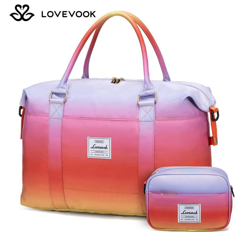 LOVEVOOK Fall Gradient Gym Bag Weekender Bag with Small Pouch, Carry Luggage and Carry on Overnight Bag, Large Capacity Stylish Women'S Duffel Bag for Travel, Gym, Sports, Fitness & Workout