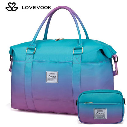 LOVEVOOK Fall Gradient Gym Bag Weekender Bag with Small Pouch, Carry Luggage and Carry on Overnight Bag, Large Capacity Stylish Women'S Duffel Bag for Travel, Gym, Sports, Fitness & Workout